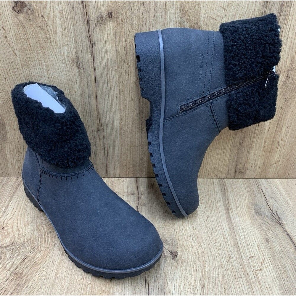 JBU By Jambu Shelly Black Faux Fur Ankle Boots Women's Size 10M JB19SHY01